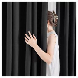 Ameha Black Plain Blackout Curtain 66''x72'',ringtop Ready Made Thermal Insulated Eyelet Top Bedroom Living Room Decor - thumbnail 8
