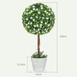Homcom Set Of 2 Artificial Plants With Rose Flower In Pot, 60Cm, White - thumbnail 3