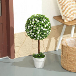 Homcom Set Of 2 Artificial Plants With Rose Flower In Pot, 60Cm, White - thumbnail 8