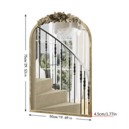 Artloge Antique Gold Traditional Arch Mirror Baroque Inspired Ornate Mirror Wall Decor, 50X75Cm - thumbnail 2
