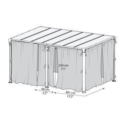 Canopia By Palram Grey Gazebo Netting (L)2.17M (W)4.65M For Martinique 5000 & Milano 4300 - thumbnail 3