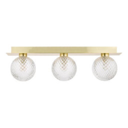 The Lighting Studio Laura Ashley Prague 3Lt Bathroom Wall Light Satin Brass Glass Ip44 - thumbnail 4