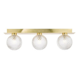 The Lighting Studio Laura Ashley Prague 3Lt Bathroom Wall Light Satin Brass Glass Ip44 - thumbnail 3