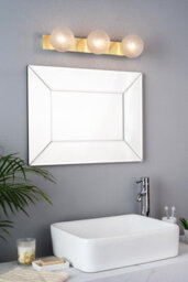 The Lighting Studio Laura Ashley Prague 3Lt Bathroom Wall Light Satin Brass Glass Ip44 - thumbnail 6