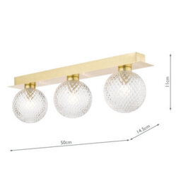 The Lighting Studio Laura Ashley Prague 3Lt Bathroom Wall Light Satin Brass Glass Ip44 - thumbnail 8