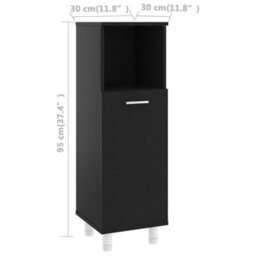 Vidaxl Bathroom Cabinet Black 30X30X95 Cm Engineered Wood Bathroom Cabinets - thumbnail 3