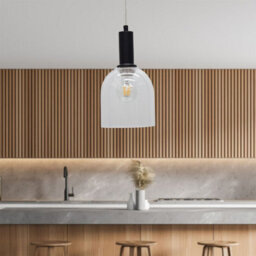 First Choice Lighting Set Of 2 Belten - Clear Glass Cloche Black Deco Pendant Fittings - thumbnail 4