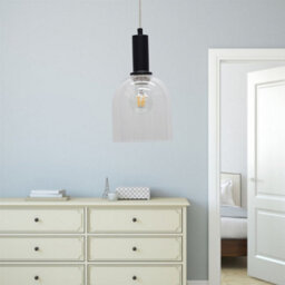First Choice Lighting Set Of 2 Belten - Clear Glass Cloche Black Deco Pendant Fittings - thumbnail 5