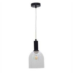 First Choice Lighting Set Of 2 Belten - Clear Glass Cloche Black Deco Pendant Fittings - thumbnail 2