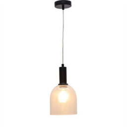 First Choice Lighting Set Of 2 Belten - Clear Glass Cloche Black Deco Pendant Fittings - thumbnail 3