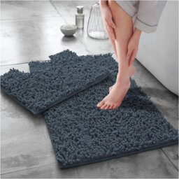 Gc Gaveno Cavailia Infinity Loop Extra Large 2 Piece Bath Mat Set Dark Grey Super Absorbent Non Slip Shower Mat - thumbnail 1