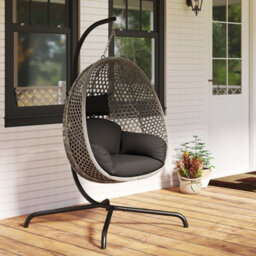 Costway Hanging Egg Chair Pe Rattan Wicker Swing Chair With Cushion & Stand - thumbnail 5