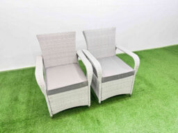 Fimous Outdoor Rattan Garden Furniture Set Patio 6 Chairs Plus Height Adjustable Dining Table Sets Light Grey Mixed - thumbnail 4
