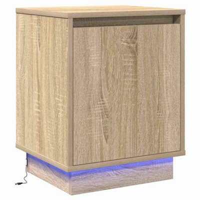 Berkfield Modern Bedside Cabinet With Led Lights Sonoma Oak 39X34,5X50 Cm - image 1