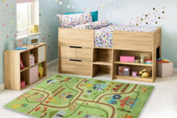 RugsX Bambino 50200 Washing Carpet Village, Streets For Children Anti-Slip - Green 80X150 Cm - thumbnail 1