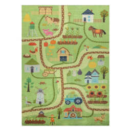 RugsX Bambino 50200 Washing Carpet Village, Streets For Children Anti-Slip - Green 80X150 Cm - thumbnail 2