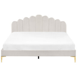 Beliani Bed Velvet Sauvian 180 X 200 Cm (Eu Super King) Off-White - thumbnail 5
