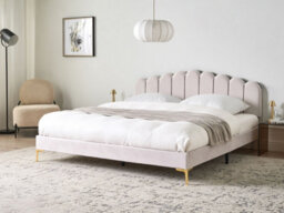 Beliani Bed Velvet Sauvian 180 X 200 Cm (Eu Super King) Off-White - thumbnail 2