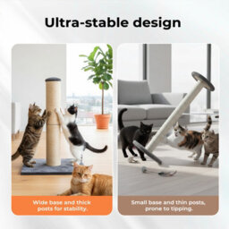 Skylos Tall Cat Scratching Post Natural Sisal Pole Heavy Duty Base Toy - thumbnail 6