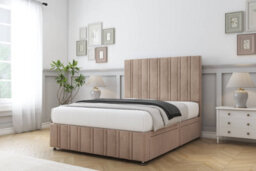 "Sloomy Langston Mink Naples Divan Bed 2 Drawers Right Side-26"" Strutted Headboard 12"" Footboard 4'6 Double" - thumbnail 3