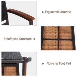 2-Pack Outdoor Pe Wicker Stackable Chairs Patio Dining Chairs-Brown - thumbnail 5