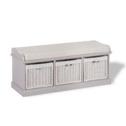 Statement Furniture Tetbury Bench With 3 White Baskets And Cream Cushion- Truffle - thumbnail 5
