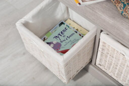 Statement Furniture Tetbury Bench With 3 White Baskets And Cream Cushion- Truffle - thumbnail 3