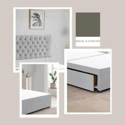 Silver Plush Fabric 5Ft King Size Bed Frame With 20 Inch Chesterfiled Headboard And 2 Drawers - thumbnail 3