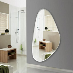 Biznest Frameless Asymmetric Decorating Irregular Shape Beveled Wall Mirror Tear Drop 50X70Cm Pebble Silver (Design 840) (Biz-309) - thumbnail 2