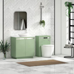 Royal Bathrooms Orion 800mm Mint Sage Floor Standing Plain White Countertop Vanity Unit 2 Door With Nova Basin & Chrome Accent Trim - thumbnail 3