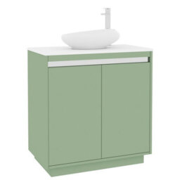 Royal Bathrooms Orion 800mm Mint Sage Floor Standing Plain White Countertop Vanity Unit 2 Door With Nova Basin & Chrome Accent Trim - thumbnail 6