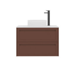 Royal Bathrooms Royal Bathroom Elmore 800mm Terracotta Clay Wall Mounted Bathroom Vanity Unit 2 Drawer Plain White Worktop With Round Basin - thumbnail 7