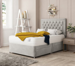 "Bed Choices Montana Bed Set No Drawer With Mattress & 26"" Headboard -Double (Silver)"