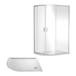 Balterley Almington Shower Enclosure Bundle: Offset Left Hand Quadrant & Slimline Tray, 1200 X 800 mm Chrome/white - thumbnail 1