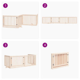 Walplus Wood Dog Gate With Door Foldable 4 Panels 320 Cm Poplar Wood - thumbnail 7