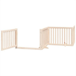 Walplus Wood Dog Gate With Door Foldable 4 Panels 320 Cm Poplar Wood - thumbnail 4