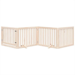 Walplus Wood Dog Gate With Door Foldable 4 Panels 320 Cm Poplar Wood - thumbnail 3
