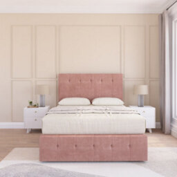 "Sloomy 3Ft Cambridge Divan Bed Base Pink Plush ,2 Drawers, 12"" Footboard & 26"" Struts Headboard - Single" - thumbnail 2