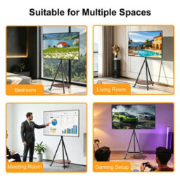 Aesome Height Adjustable Tripod Tv Floor Stand For 40-75 Inch Tvs With Wheels, Round Shelf, 50Kg Capacity - thumbnail 8