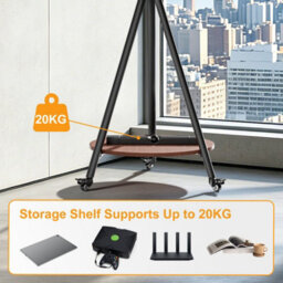 Aesome Height Adjustable Tripod Tv Floor Stand For 40-75 Inch Tvs With Wheels, Round Shelf, 50Kg Capacity - thumbnail 7
