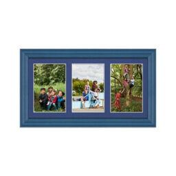 AK Frames 40X20Cm Navy Blue Classic Multi Photo Frame With Blue Mount - Holds 3 Apertures (3X) 6X4 Photos - thumbnail 1