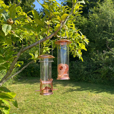 Selections Copper Style Hanging Bird Seed Feeder With 2 Feeding Ports - image 1