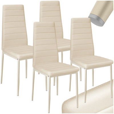 Tectake Set Of 4 Dining Chairs - High Backrest, Padded, Synthetic Leather   - Beige - image 1