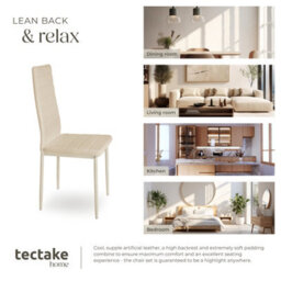 Tectake Set Of 4 Dining Chairs - High Backrest, Padded, Synthetic Leather   - Beige - thumbnail 7
