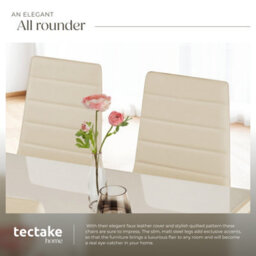 Tectake Set Of 4 Dining Chairs - High Backrest, Padded, Synthetic Leather   - Beige - thumbnail 5