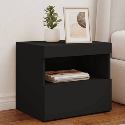 Berkfield Bedside Cabinet With Led Lights Black 50X40X45 Cm - image 1