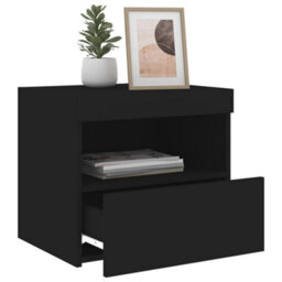 Berkfield Bedside Cabinet With Led Lights Black 50X40X45 Cm - thumbnail 5