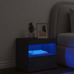 Berkfield Bedside Cabinet With Led Lights Black 50X40X45 Cm - thumbnail 4