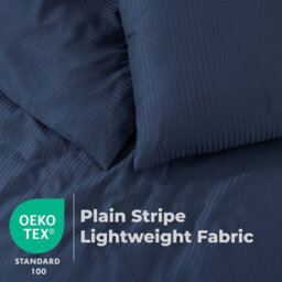 MHG Living Stripe Duvet Cover Set - Hotel Quality Soft Polycotton Blend With Button Fastening - (Blue, Double) - thumbnail 8