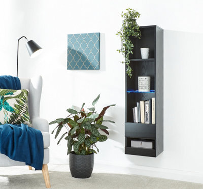 Gfw Galicia Tall Shelf Unit With Led Black - image 1